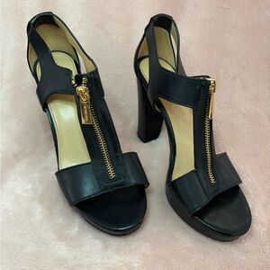 Michael Kors Black Heels with Gold Zipper